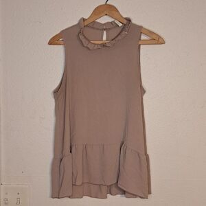 Orange Creek tan sleeveless blouse size small